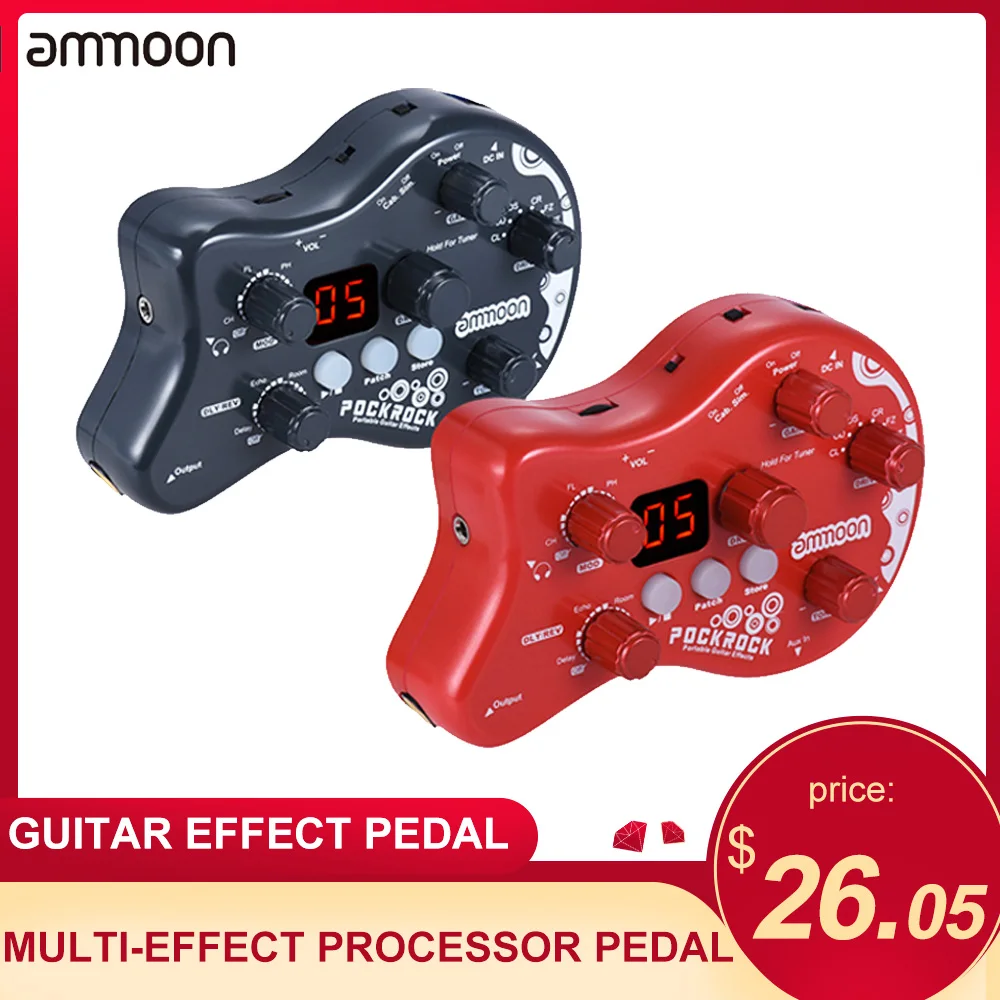 гитарный процессор Портативная гитарная педаль Ammoon PockRock мульти эффект