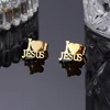 12 Pairs Lot Love Heart Jesus Stud Earrings Jehovah Christianity Accessories Stainless Steel Ear Piercing Jewelry Wholesale Gift 2