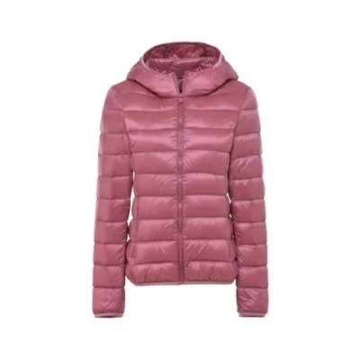 Женское зимнее пальто, новинка, ультра-светильник, портативный пуховик, модный теплый тонкий пуховик с капюшоном для женщин, ветрозащитная парка - Цвет: Pink