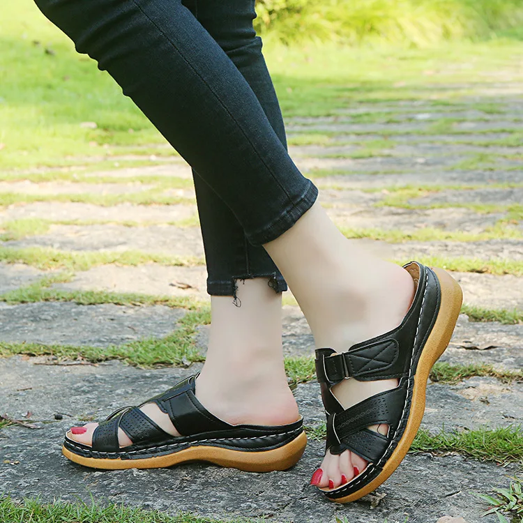 

Women Summer Open Toe Comfy Sandals Super Soft Premium Orthopedic Low Heels Walking Sandals Corrector Cusion Sandalia Feminina