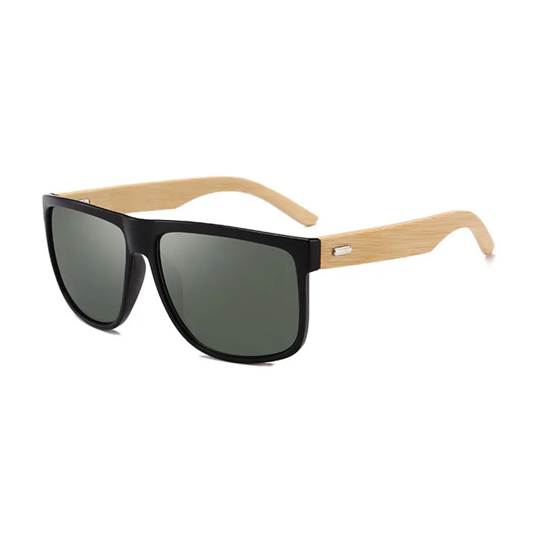 Зеленый KingSwit Luxury Brand Design Big Size Sunglasses Women Bamboo Temple Eyewear Fashion Retro Man Sun Glasses UV400 S012 - Цвет линз: Зеленый