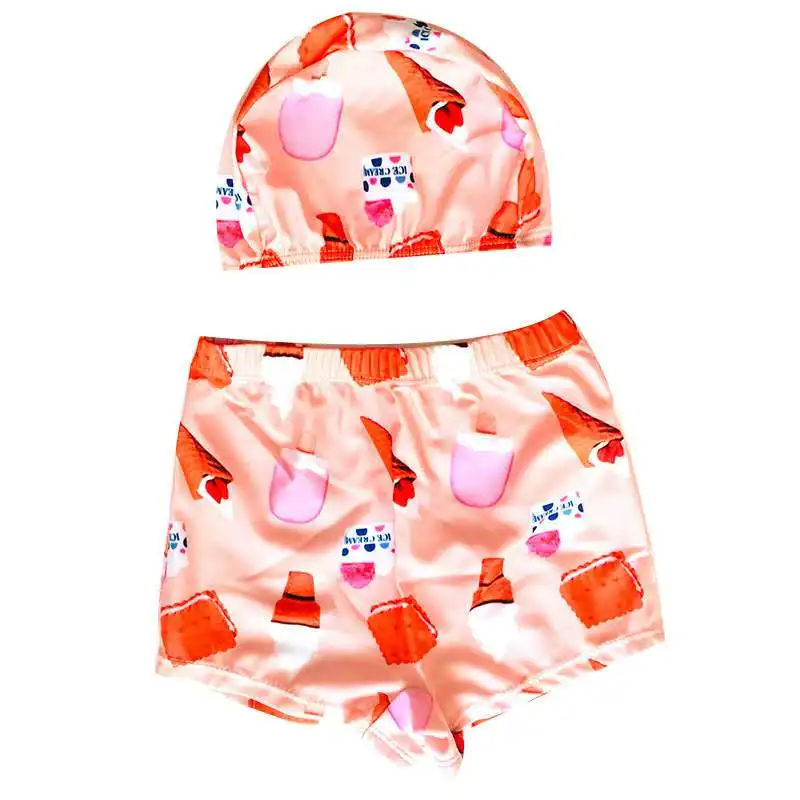 

Summer Boy Swimwear Two-piece Set Cartoon Pattern Swim Cap Rubber Band Belt Cartoon Pattern Swim Trunks Baby Boy Swimsuit