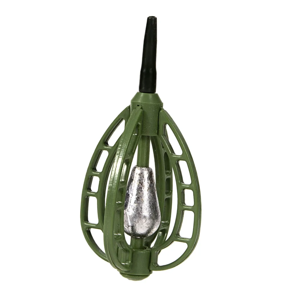 Fishing Feeder Carp Fishing Terminal Tackles Lead Sinker Rocket Bait Cage Basket Holder Fishing Accessories 20/30/40/50g Green 