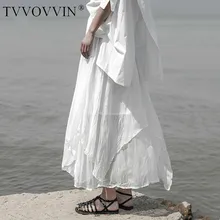 TVVOVVIN, белая Асимметричная многослойная юбка средней длины с высокой эластичной талией, Черная Женская модная новинка, весна-осень, F961