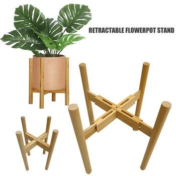 

1Pcs Retractable Wooden Flower Stand Floor Flower Pot High Quality Simple Wooden Telescopic Bonsai Storage Rack