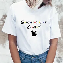 Футболка с принтом smellty cat и надписью футболки графическим