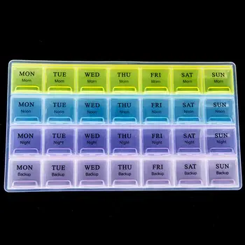 

7Squares 28 Squares Weekly 7 Days Tablet Pill Box Holder Medicine Storage Organizer Container Case