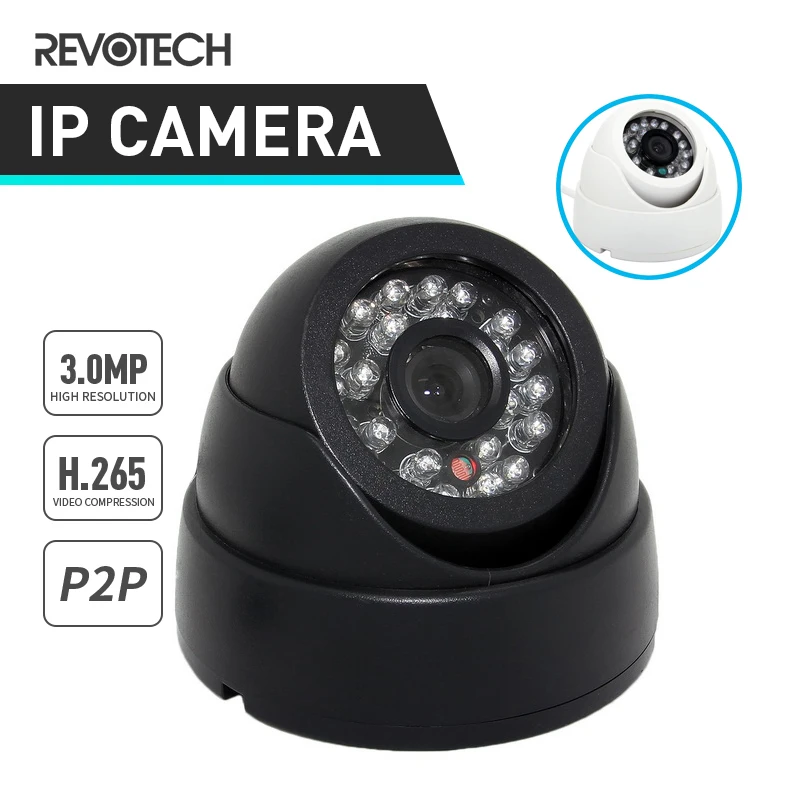 HD H.265 3MP внутренняя IP камера 1296P / 1080P 24 светодиода ик ночное видение купольная ONVIF P2P