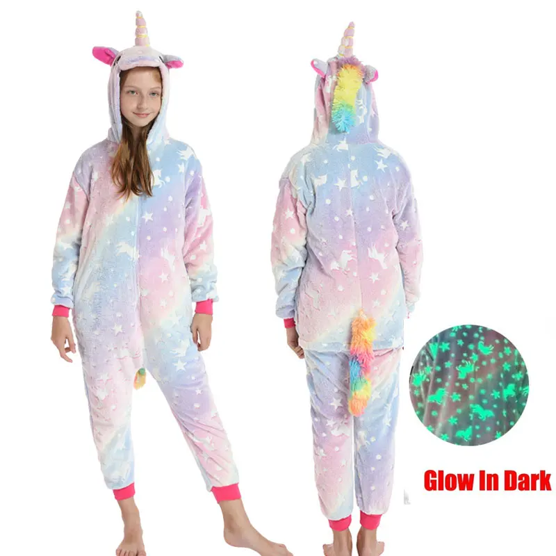 Kigurumi Unicorn Onesie Kids Pajamas For Children Animal Cartoon Blanket Sleepers Boys Costume Winter Baby Girl Licorne Jumspuit