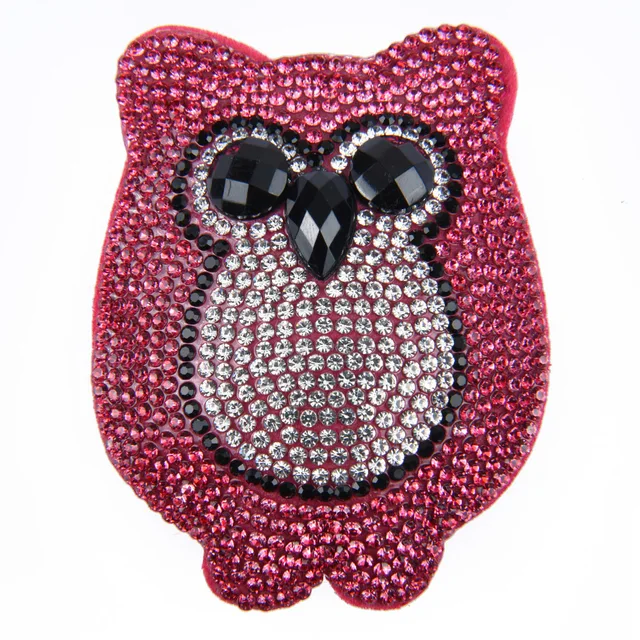 Hot Sale 1 Pcs Full Crystal Fabric Croc Shoe Charms Bling Embroidery Pink Shoes Decorations Grey Bear Clog Shoes Accessories b6013