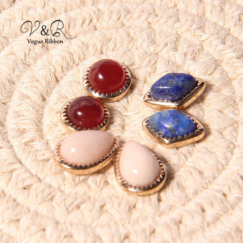 Assorted Multiple Sized Geometric Shaped Natural Stone Earring Set of 3 pairs (2)