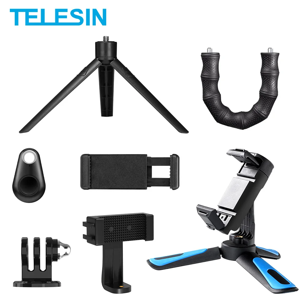 Telescopin Mini Treppiede Magic Arm Phone Bluetooth Remote Shutter Release Clip Holder 1/4 Vite Per Gopro Insta360 Accessori Per Fotocamere