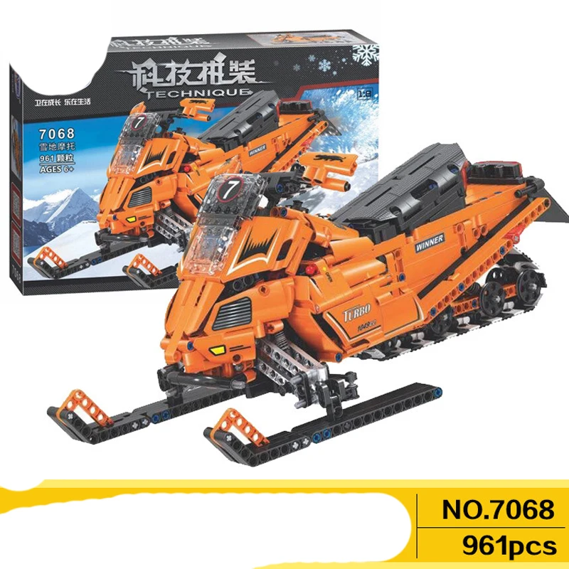 Legoingly Technic Snowmobile Sled Track Car Simulation Model Building Blocks Toys For Children Compatible LEGOings Creator Sets