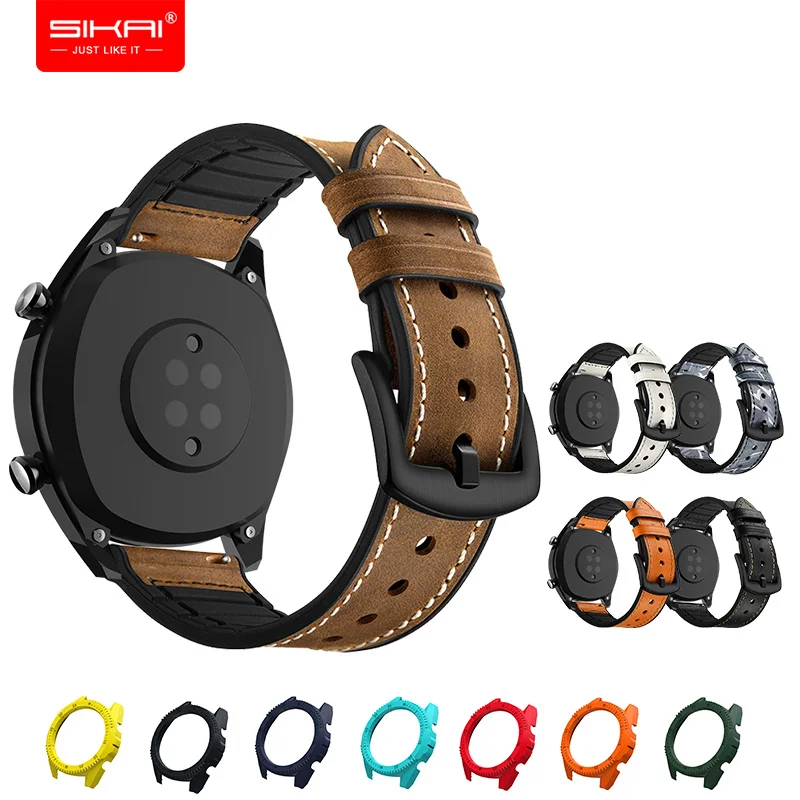 

For Huawei GT Watch Strap Bracelet Silicone Leather Band Tough Cover Case SIKAI Smart Accesorios Armor 22mm