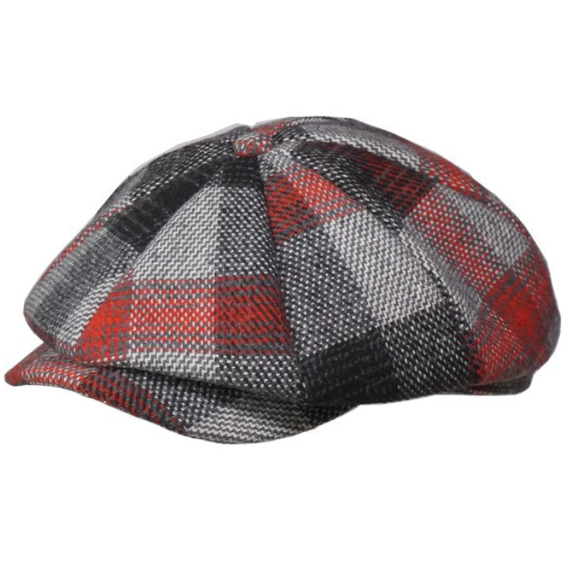 leather beret mens HT3973 Berets Men Women Autumn Winter Hat Artist Painter Beret Hat Plaid Octagonal Newsboy Flat Caps for Men Women Beret Caps men's summer beret