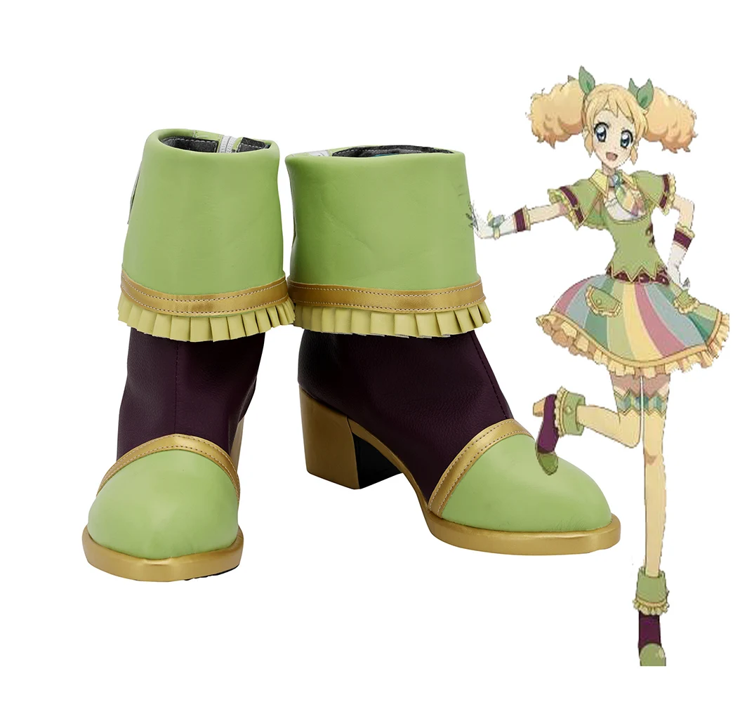 Сапоги Aikatsu Saegusa Kii для косплея сапоги зеленого цвета на высоком каблуке