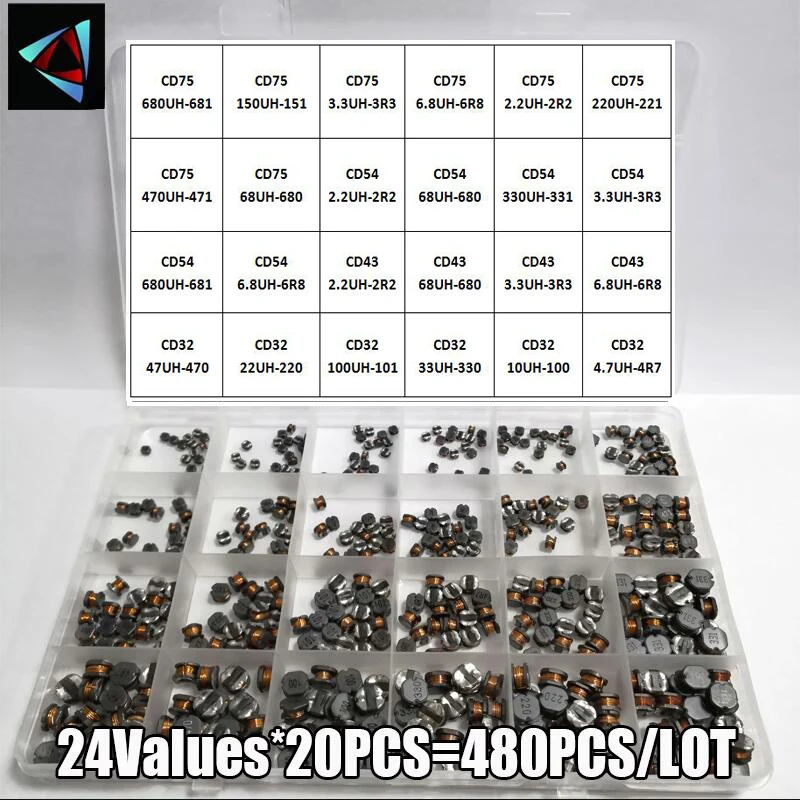 480 шт. CD32 CD43 CD54 CD75 24 значение индуктивности экранированная Катушка Индуктивности