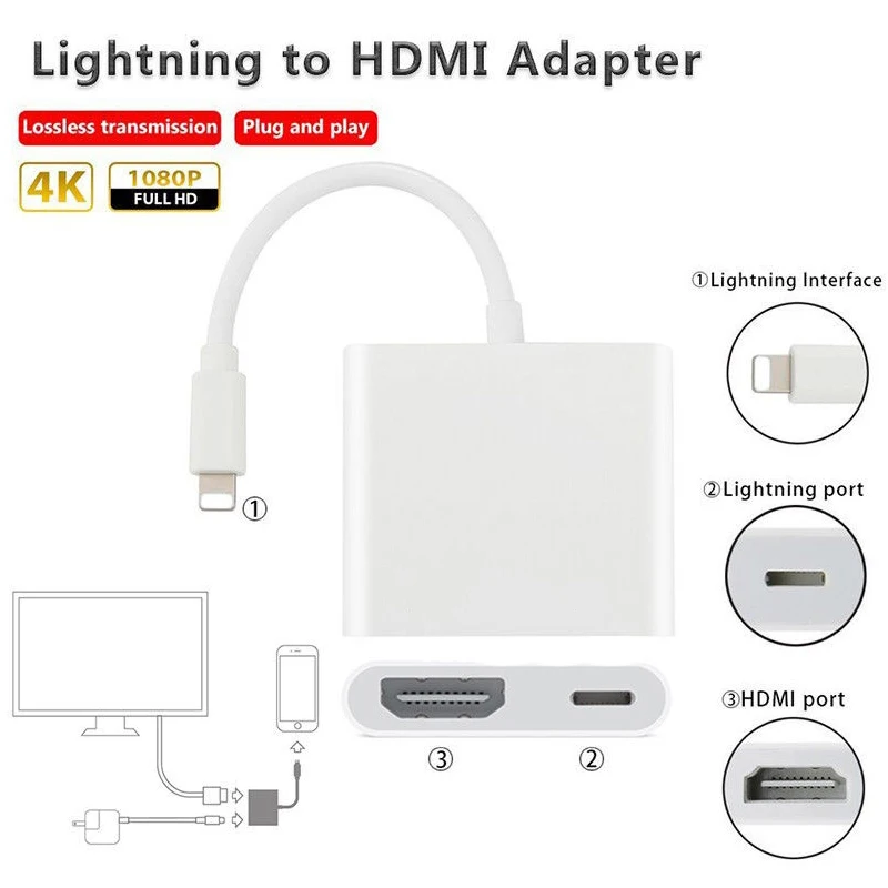  Doitop Adattatore Av Digitale per Ios per Hdmi 1080P Audio Hd Video Converter Cavo per Iphone Ipad 