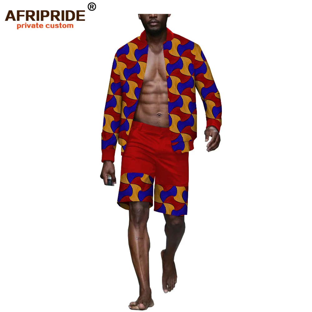 AFRIPRIDE, Африканский летний мужской повседневный костюм, гавайская рубашка с коротким рукавом+ короткие штаны, Дашики, принт, vestidos A1916001