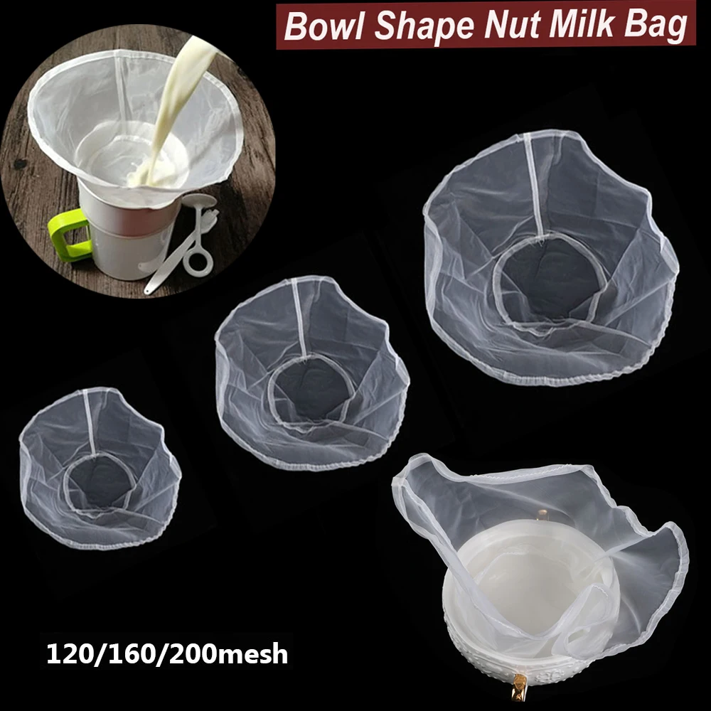 

Reusable Fine Mesh Nylon Filter Bag, Nut, Milk, Wine, Juice, Tea Strainer, Bowl Shape, Food, Coffee
