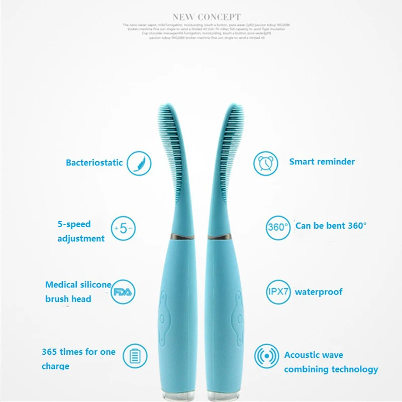 Sonic Silicone Electric Toothbrush Oral Care Teeth Whitening Waterproof Deep Cleaning USB Rechargeable Toothbrush Sonic Silicone Electric Toothbrush Oral Care Teeth Whitening Waterproof Deep Cleaning USB Rechargeable Toothbrush