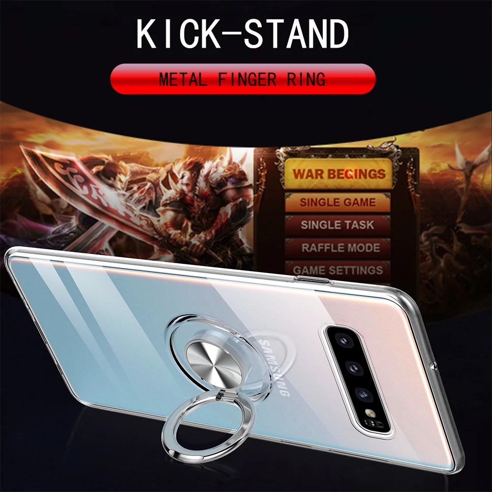 

Magnetic Metal Rotating Finger Ring Holder Case for Samsung S10 5G S10 S9 S8 Plus Note 9 Note 8 Case Simple Soft Silicone Coques