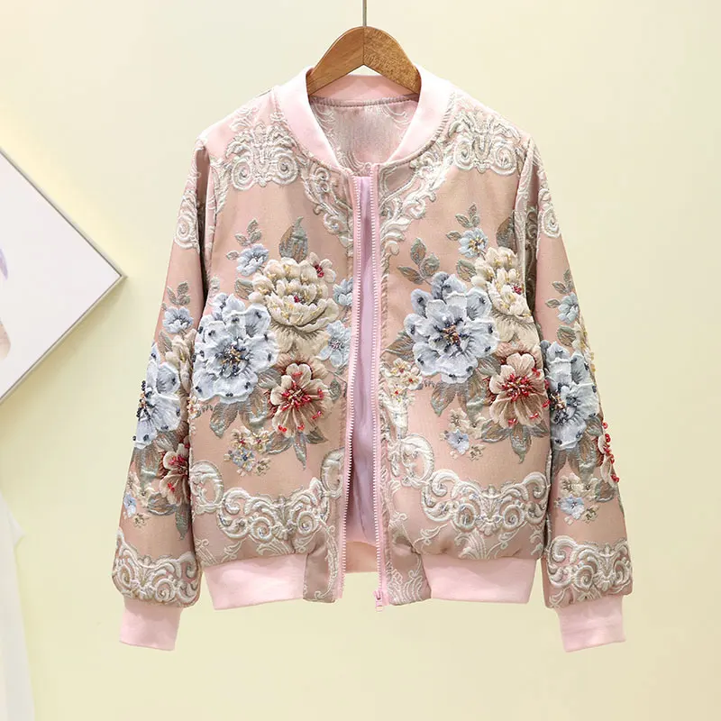 Chaquetas Mujer куртка Женское пальто цветочное жаккардовое Свободное пальто Женская куртка-бомбер уличная Куртка Jaqueta джинсы пальто со стразами