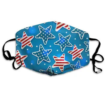 

Patriots Shining Memorial Day Star Washable Reusable Mask, Cotton Anti Dust Half Face Mouth Mask For Kids Teens Men Women With