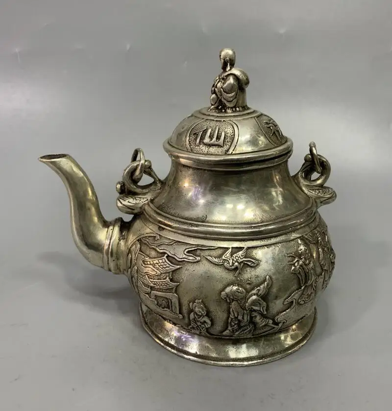 

Белая медная статуя Archaize Будды с чайником Майтрея