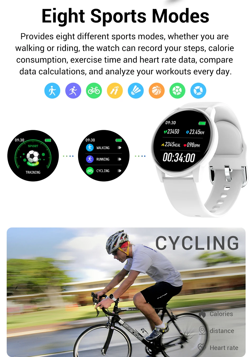 Bluetooth Fitness Tracker Smart Watch For Android IOS With Real-time Weather Forecast, Activity Tracker, & Heart Rate Monitor