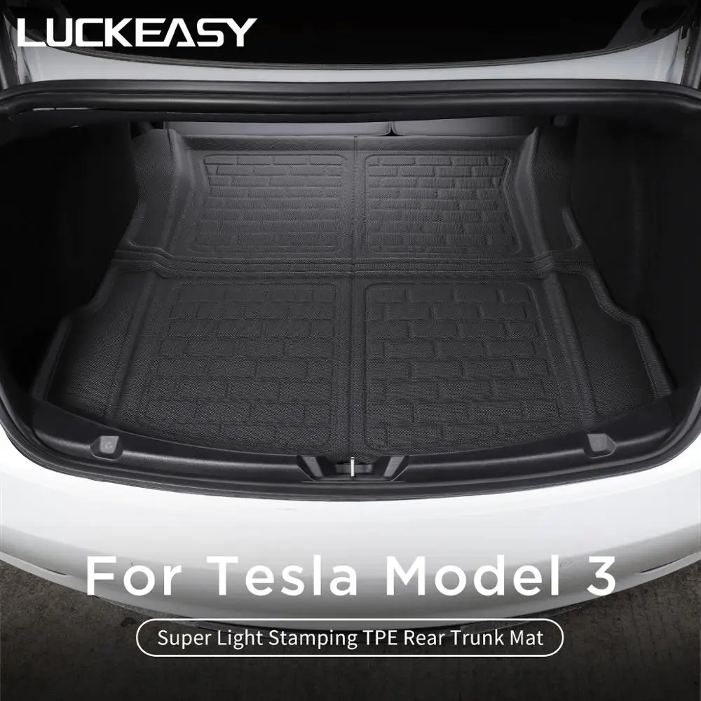 LUCKEASY Car rear Trunk pad For Tesla Model 3 2017-2021 TPE New design style Waterproof Non-slip All-Weather Mat 1pcs/set