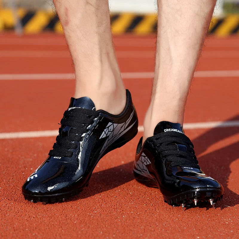 Профессиональная спортивная обувь для бега для мужчин, женщин и детей, кроссовки для бега с шипами черного и золотого цветов