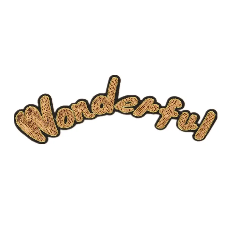 

Iron on patches for clothing 270mm Wonderful Golden Sequined Fabric Sequins Strange things Patch Clothes Stickers Christmas gift