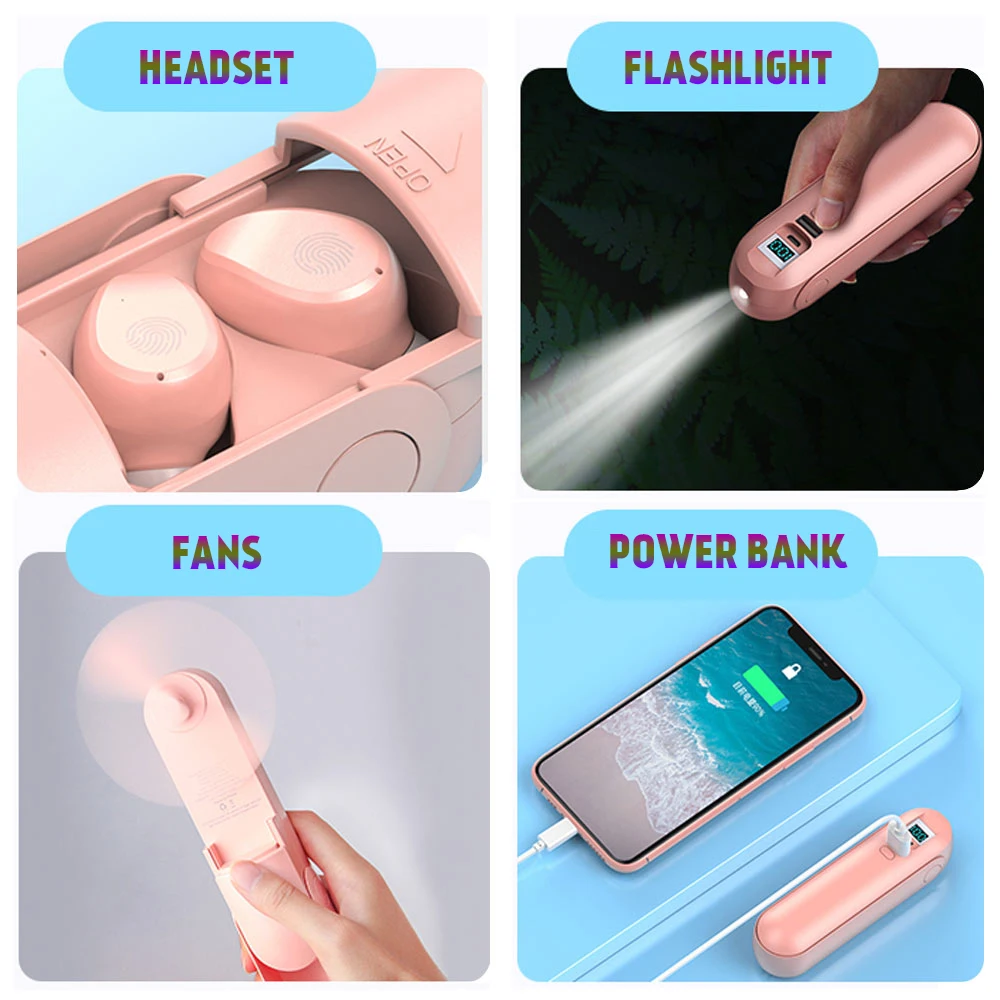 Новые наушники Bluetooth беспроводные гарнитура с ручными вентиляторами зарядное