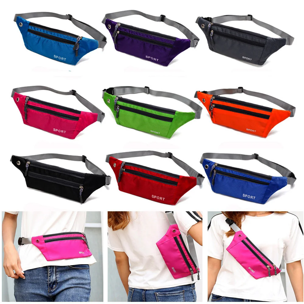 1PC Unisex 10 Colors Waterproof Nylon Sports Waistbag Chest Shoulder Bags Belt Bum Pouch Running Bag Hiking Zip Bag Outdoor Pack