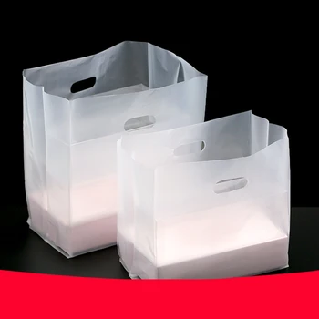 

50pcs/lot Fast Food Box Plastic Packing Food Boutique salad Gift Bag Thickened Food Portable Takeout Bags Transparent