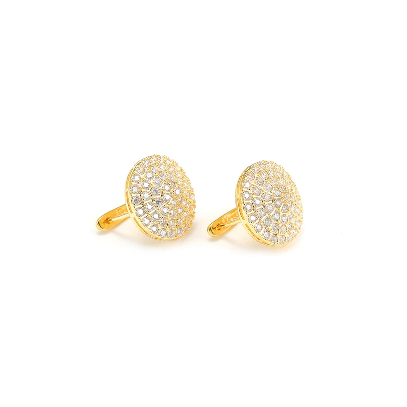 India Bride Wedding Micro Pave AAA CZ Round Circle Hoop Earrings for Women Gold Color Simple Fine Jewelry Fashion Luxury Earring