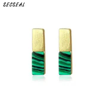 

New Fashion Green Malachite 925 Sterling Silver Dropping Earrings For Women Personalized Luxury Vintage Dangle Earrings Jewelry