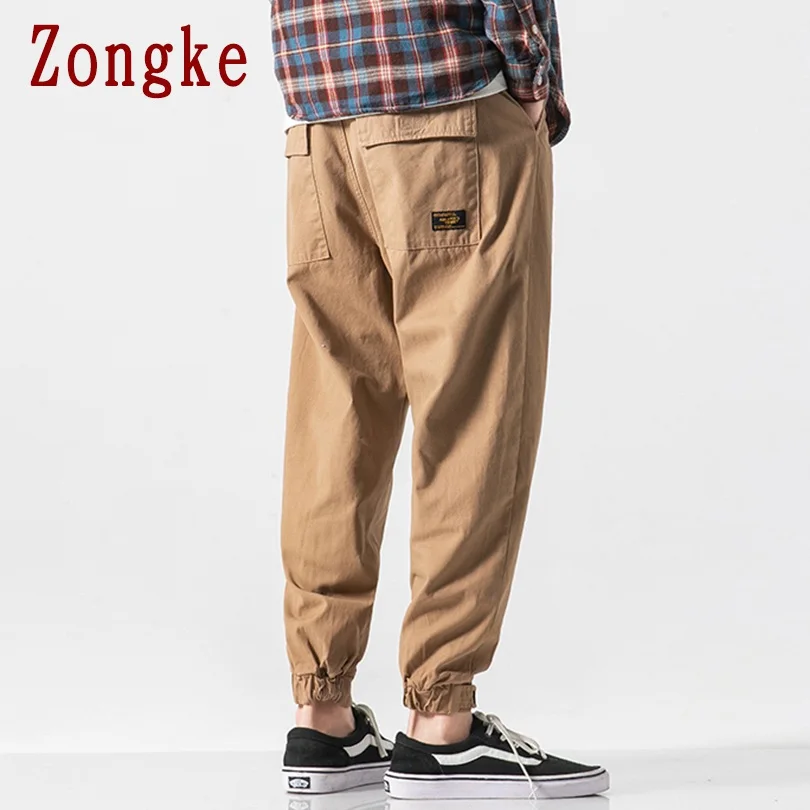 Zongke Япония стиль Мужские штаны для бега брюки Мужские штаны уличная тренировочные штаны-шаровары штаны, мужские брюки XXXL хип хоп осень