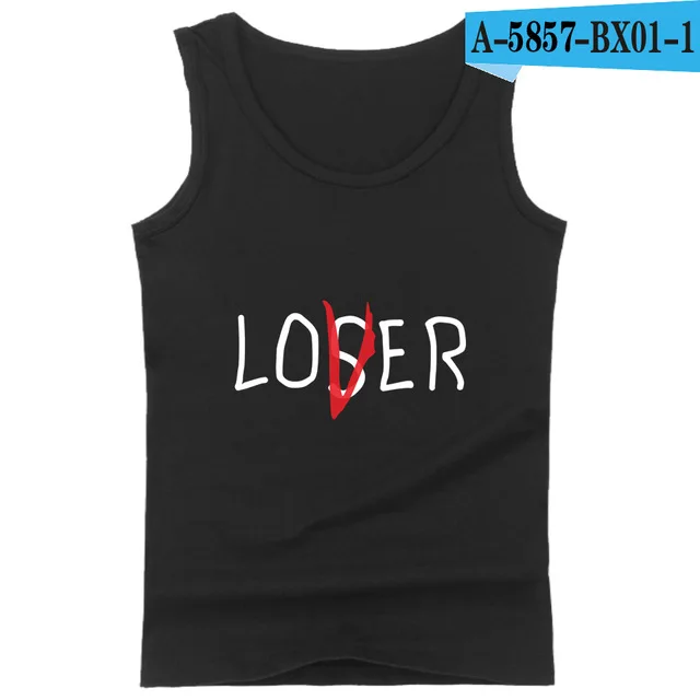 black Movie It lossers, Клубная майка для мужчин, Harajuku losser Lover It Inspired, Майки для бодибилдинга, рубашка без рукавов, негабаритный Летний жилет - Цвет: black