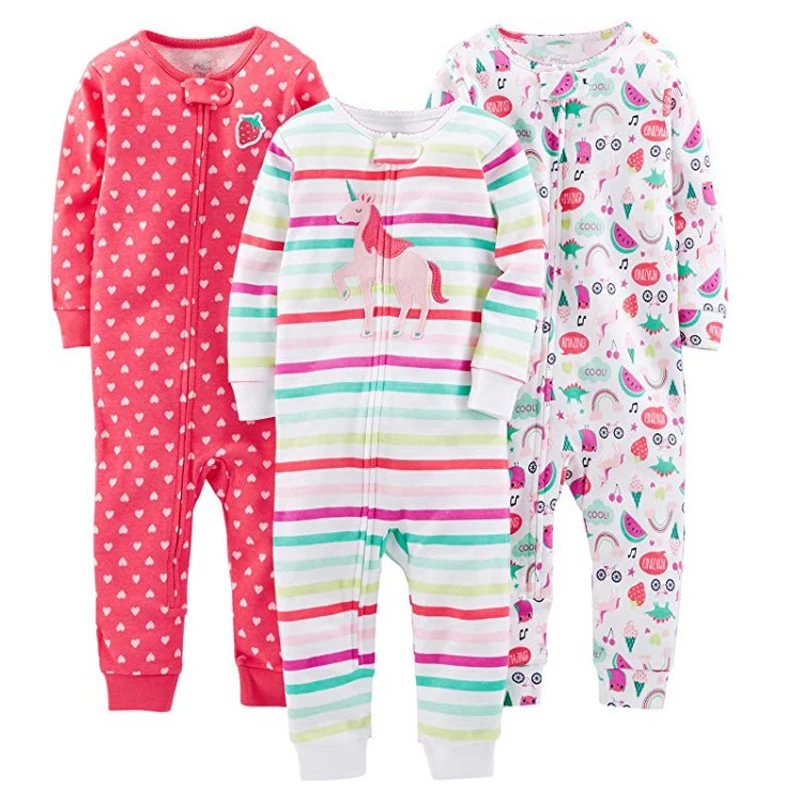 Boys and girls baby cotton rompers foot coveralls jumpsuits children's warm pajamas no foot cover cotton rompers kids pajamas