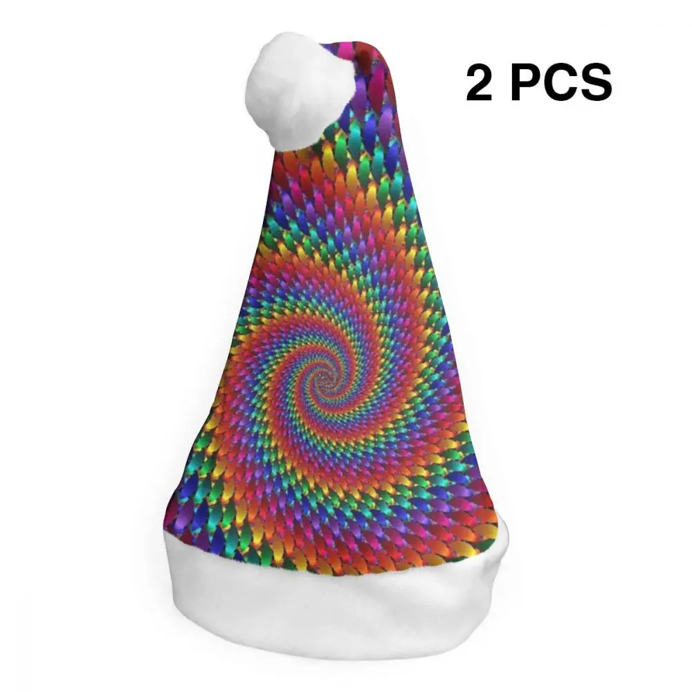 Шляпа Санта-Клауса с принтом Tie Dye Tripping через ограничения хиппи персонализированные шапочки для рождественской вечеринки с мячом для взрослых детей Рождество