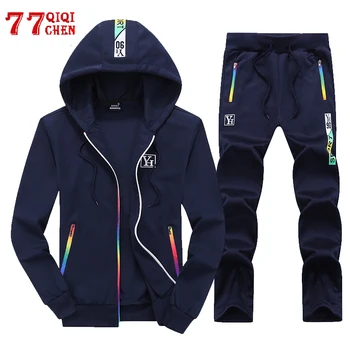 

Spring Autumn Tracksuit Men Sporting Suit Sweatshirt +Sweatpants Mens Casual Clothing 2 Pcs Sets Plus Size 4XL Sportwear Set