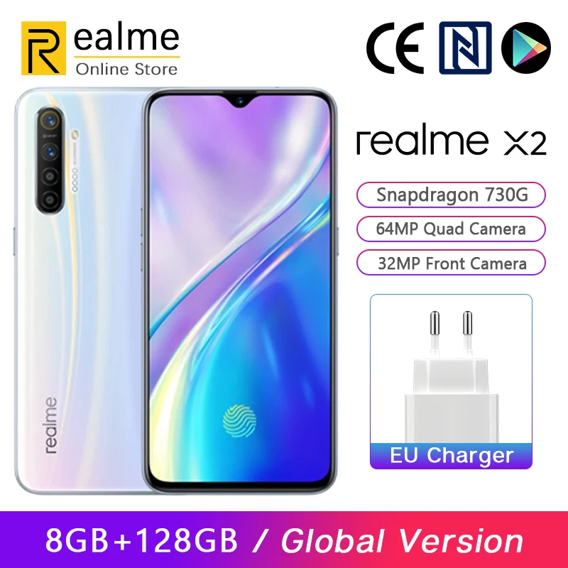 Смартфон глобальная версия Realme X2 X 2 8 ГБ 128 четырехъядерный процессор Snapdragon 730G 64 мп