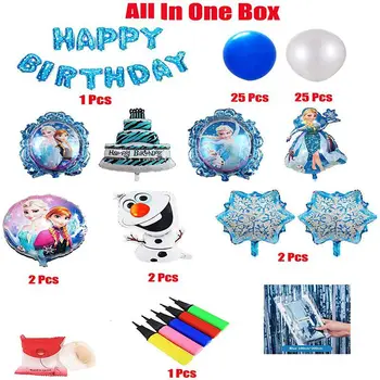 

Frozen Princess Kids Birthday Party Balloon Set Decoration Supplies Princess Aisha Theme Pull Flag Pump Kids Gifts