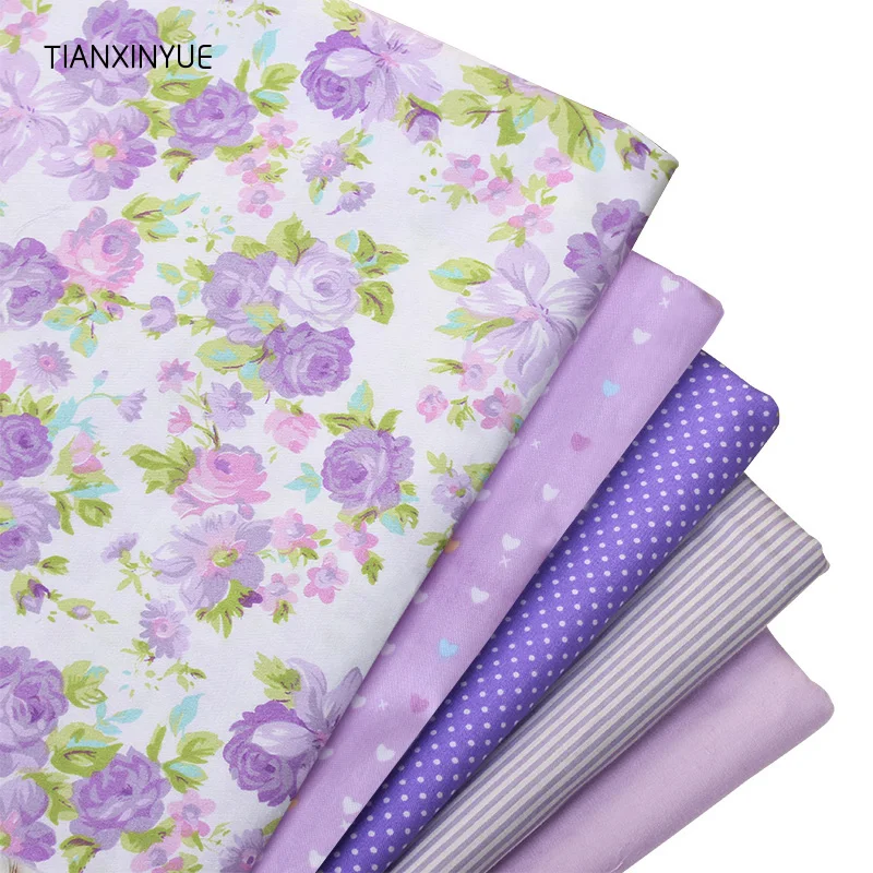 TIANXINYUE 5 шт. 40 см * 50 фиолетовая розовая ткань 95% хлопок для шитья в стиле пэчворк Telas