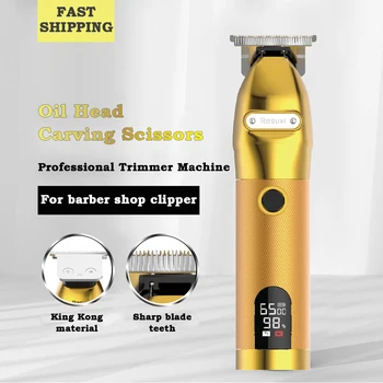 

Barbershop Hair Clipper Professional Hair Trimmer for Men USB Rechargeable LCD Display Oil Head Carving Beard Shaver Haircut
