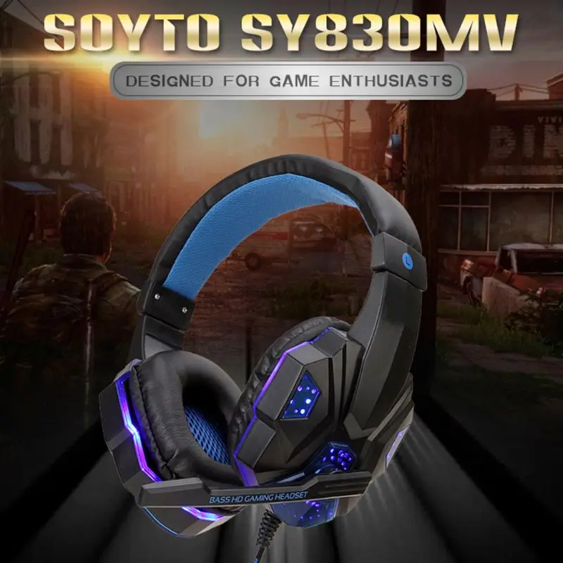 Professional Led Light Gaming Headphones for Computer PS4 Adjustable Bass Stereo PC Gamer Over Ear Wired Headset With Mi