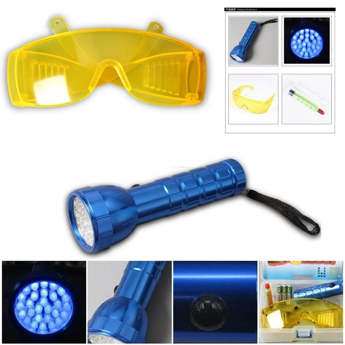 28LED вспышка светильник+ защитные очки+ УФ детектор утечки HVAC жидкости газа обнаружения Наборы