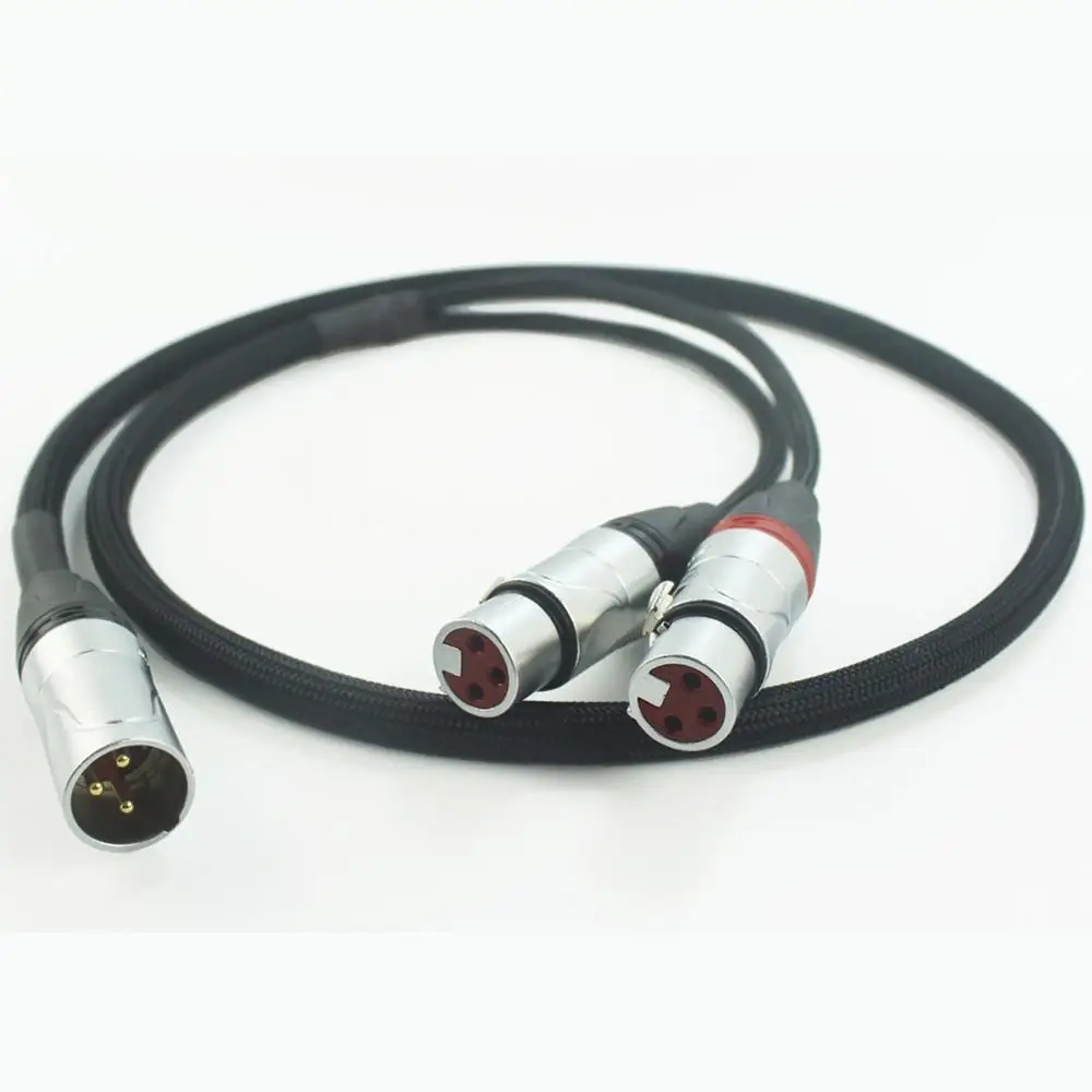 XLR Male to Dual XLR Female Silver Plated Audio Headphone Adapter Cable 3 FT 1M Male to Female